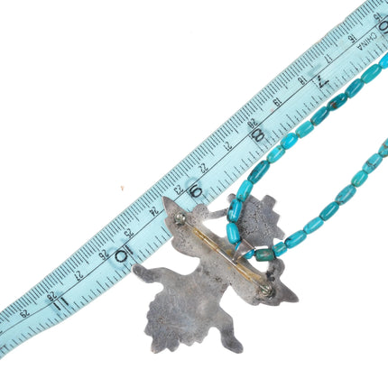 40's-50's Zuni cast silver high grade carved turquoise knifewing pin/necklace - Estate Fresh Austin