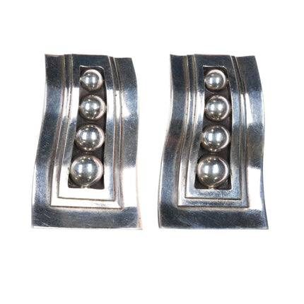 Pat Areias Huge sterling silver modernist clip-on earrings - Estate Fresh Austin
