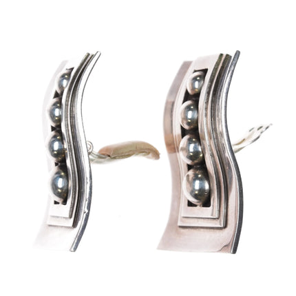 Pat Areias Huge sterling silver modernist clip-on earrings - Estate Fresh Austin