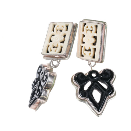 GG Southwestern Artisan sterling silver carved earrings - Estate Fresh Austin