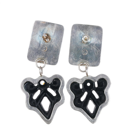 GG Southwestern Artisan sterling silver carved earrings - Estate Fresh Austin