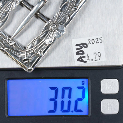 Antique Unger Brothers Art Nouveau Sterling silver belt buckle - Estate Fresh Austin