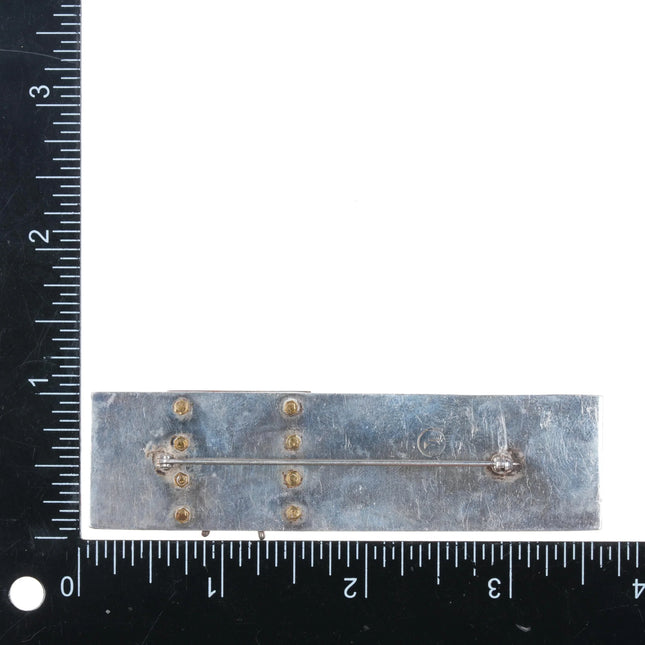 Large TT Machine Age Modernist sterling silver copper/brass art pin - Estate Fresh Austin