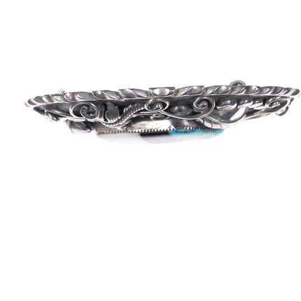 Huge JB 70's-80's Vintage Navajo sterling silver inlaid belt buckle turquoise - Estate Fresh Austin