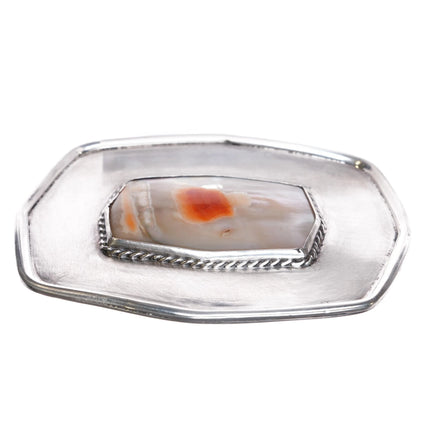 Vintage sterling silver mother of pearl/spiny oyster Spondylus belt buckle - Estate Fresh Austin