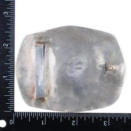 Vintage sterling silver mother of pearl/spiny oyster Spondylus belt buckle - Estate Fresh Austin