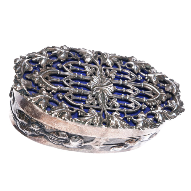 c1911 William Comyns British sterling silver potpourri box reticulated jewelry - Estate Fresh Austin