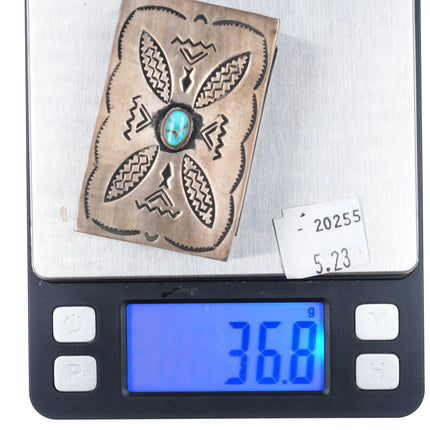 Vintage Navajo stamped sterling silver turquoise match box holder - Estate Fresh Austin