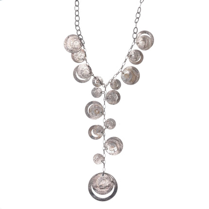 Retro Silpada sterling silver modernist hammered disks wind chime necklace - Estate Fresh Austin