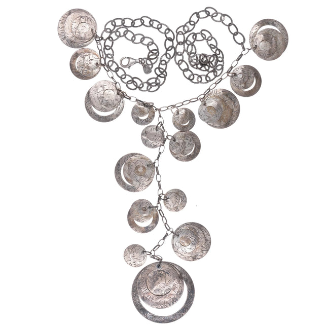 Retro Silpada sterling silver modernist hammered disks wind chime necklace - Estate Fresh Austin