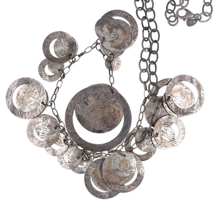 Retro Silpada sterling silver modernist hammered disks wind chime necklace - Estate Fresh Austin