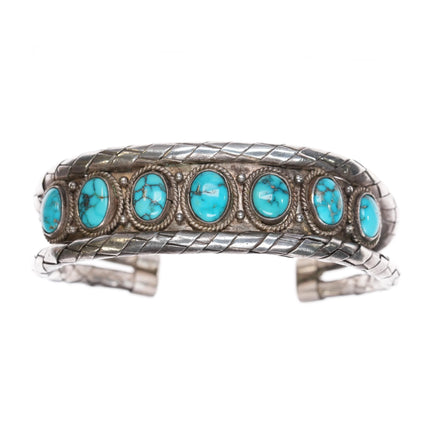 6.75" 40's-50's Vintage Native American Braided Silver turquoise bracelet - Estate Fresh Austin