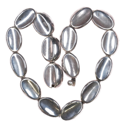 Retro Mexican modernist sterling silver discs link necklace 20" long - Estate Fresh Austin