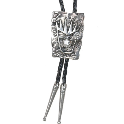 c1960 Southwestern sterling silver, diamond, and cz bolo tie - Estate Fresh Austin