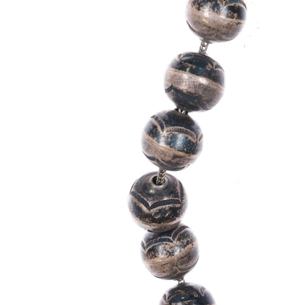 17" 40's-50's Deep stamped Navajo pearl 11-12mm sterling silver beaded necklace - Estate Fresh Austin