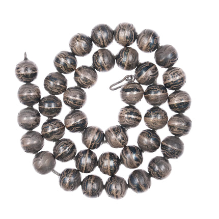 17" 40's-50's Deep stamped Navajo pearl 11-12mm sterling silver beaded necklace - Estate Fresh Austin