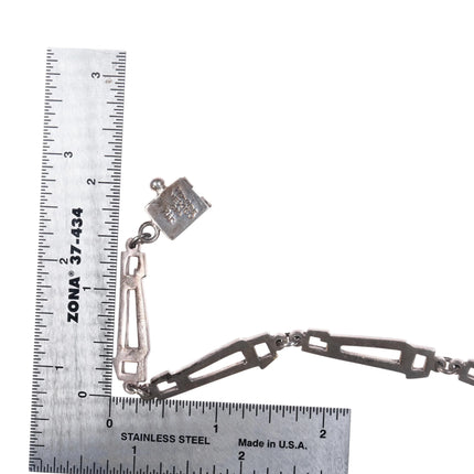 24" Retro Mexican Modernist sterling silver abstract link necklace - Estate Fresh Austin