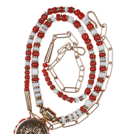 Boyd Tsosie Navajo 14k gold, diamond, opal, and coral beaded necklace - Estate Fresh Austin