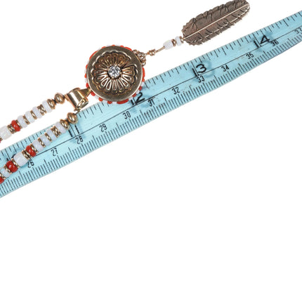 Boyd Tsosie Navajo 14k gold, diamond, opal, and coral beaded necklace - Estate Fresh Austin