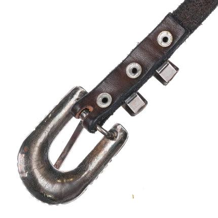 Vintage Navajo sterling silver turquoise 3/4" ranger belt buckle set/hatband - Estate Fresh Austin