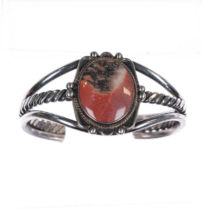 6.25" 40's-50's Petrified wood Navajo sterling silver cuff bracelet - Estate Fresh Austin