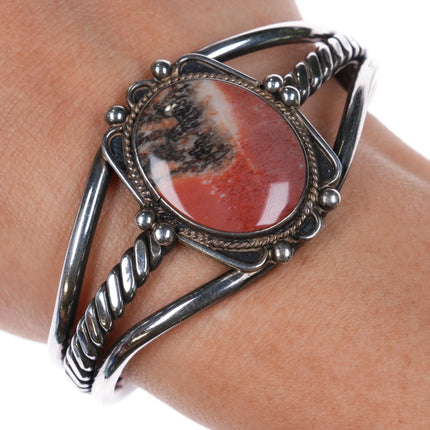 6.25" 40's-50's Petrified wood Navajo sterling silver cuff bracelet - Estate Fresh Austin