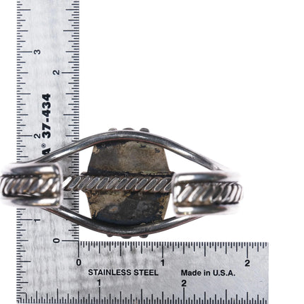 6.25" 40's-50's Petrified wood Navajo sterling silver cuff bracelet - Estate Fresh Austin