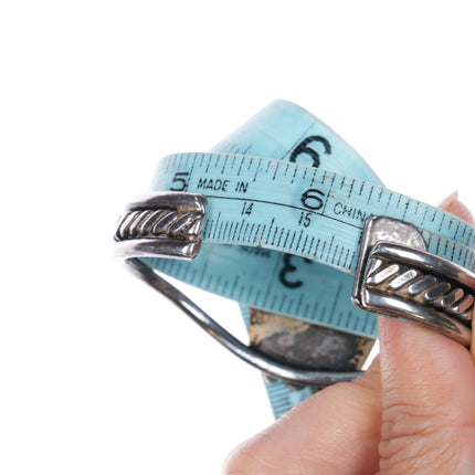 6.25" 40's-50's Petrified wood Navajo sterling silver cuff bracelet - Estate Fresh Austin