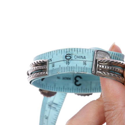 6.5" Vintage Navajo sterling silver 3 stone nugget turquoise cuff bracelet - Estate Fresh Austin