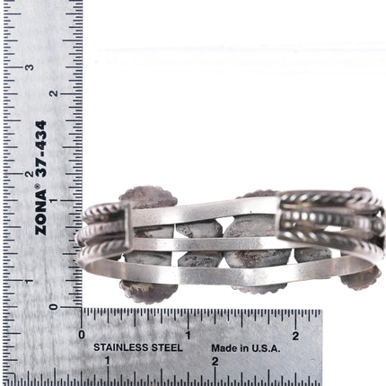 6.5" Vintage Navajo sterling silver 3 stone nugget turquoise cuff bracelet - Estate Fresh Austin