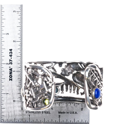 6.25" Carolyn Pollack sterling silver multi-stone southwestern cuff bracelet - Estate Fresh Austin