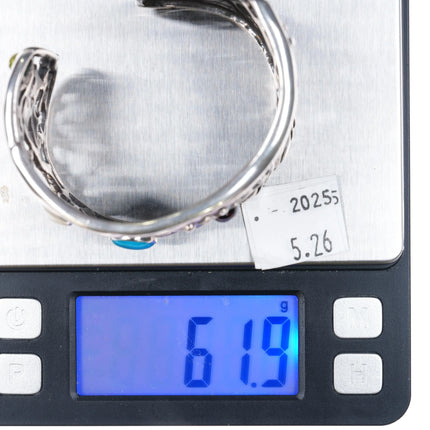 6.25" Carolyn Pollack sterling silver multi-stone southwestern cuff bracelet - Estate Fresh Austin