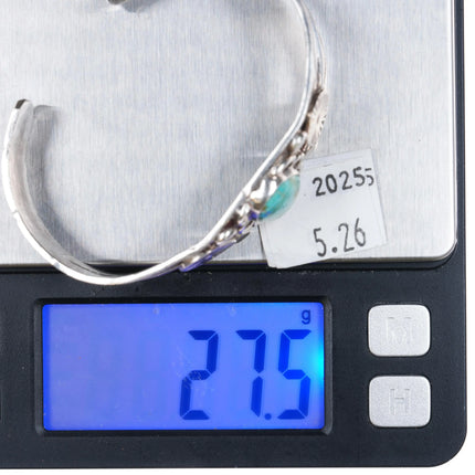 6.4" 1930's Navajo ingot silver nicely stamped turquoise cuff bracelet sterling - Estate Fresh Austin