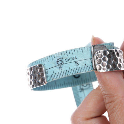 6.6" Danny Clark Navajo Indian Mountain Turquoise hammered sterling silver cuff bracelet - Estate Fresh Austin