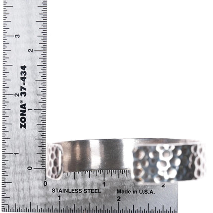 6.6" Danny Clark Navajo Indian Mountain Turquoise hammered sterling silver cuff bracelet - Estate Fresh Austin