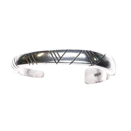 6.35" Jimmie King Jr Navajo Hand Chiseled Heavy sterling silver cuff bracelet - Estate Fresh Austin