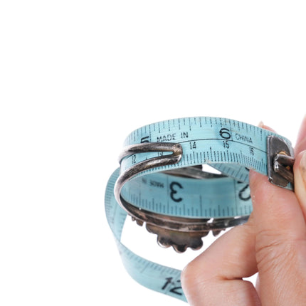 6.5" Vintage Navajo sterling silver turquoise feather edges cuff bracelet - Estate Fresh Austin