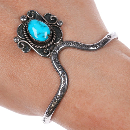 6.1" 1970's Jameson Lee Navajo sterling silver turquoise cuff bracelet - Estate Fresh Austin