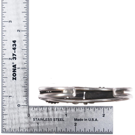 6" 60's-70's Navajo sterling slim/sturdy feather blossom silver cuff bracelet - Estate Fresh Austin