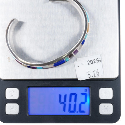 6.7" AA Southwestern sterling silver multi-stone/shell inlay cuff bracelet - Estate Fresh Austin