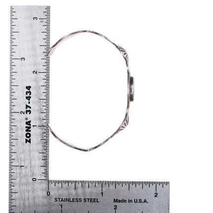 6" 30's-40s Navajo Blue Gem turquoise hand stamped sterling silver cuff bracelet - Estate Fresh Austin