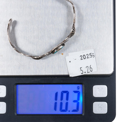 6" 30's-40s Navajo Blue Gem turquoise hand stamped sterling silver cuff bracelet - Estate Fresh Austin