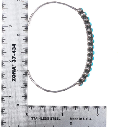 6.6" Zuni 30's-40s Stamped sterling silver Turquoise snake eye row cuff bracelet - Estate Fresh Austin
