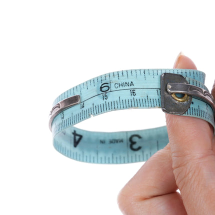 6.6" Zuni 30's-40s Stamped sterling silver Turquoise snake eye row cuff bracelet - Estate Fresh Austin