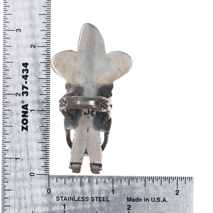 sz7.5 Jerry Roan Navajo Sterling silver Kachina ring Variscite coral eyes - Estate Fresh Austin