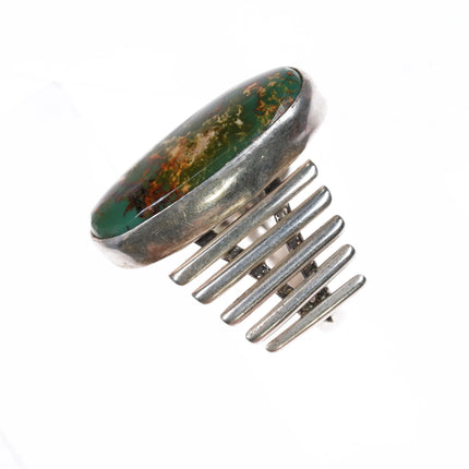 sz8 Kenneth Jones Navajo Kings Manassa turquoise sterling silver modernist ring - Estate Fresh Austin