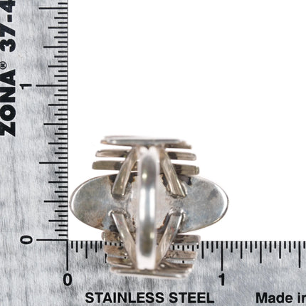 sz8 Kenneth Jones Navajo Kings Manassa turquoise sterling silver modernist ring - Estate Fresh Austin