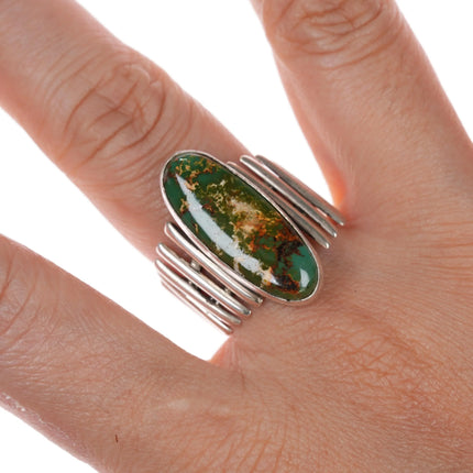 sz8 Kenneth Jones Navajo Kings Manassa turquoise sterling silver modernist ring - Estate Fresh Austin