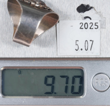 sz8.5 Carol Felley Sterling silver Royston turquoise ring with feather design - Estate Fresh Austin