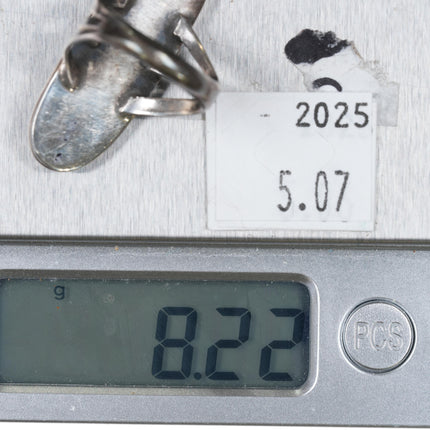 sz7 Vintage Navajo sterling silver 3 stone modernist ring with nice turquoise - Estate Fresh Austin